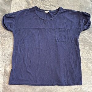 Gap Women’s Navy Blue Short Sleeve Shirt, Front Pocket, Folded Sleeves, Size S